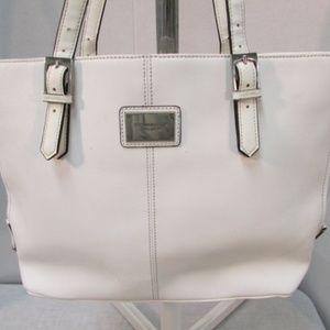 Tignanello White Piega Leather Tote